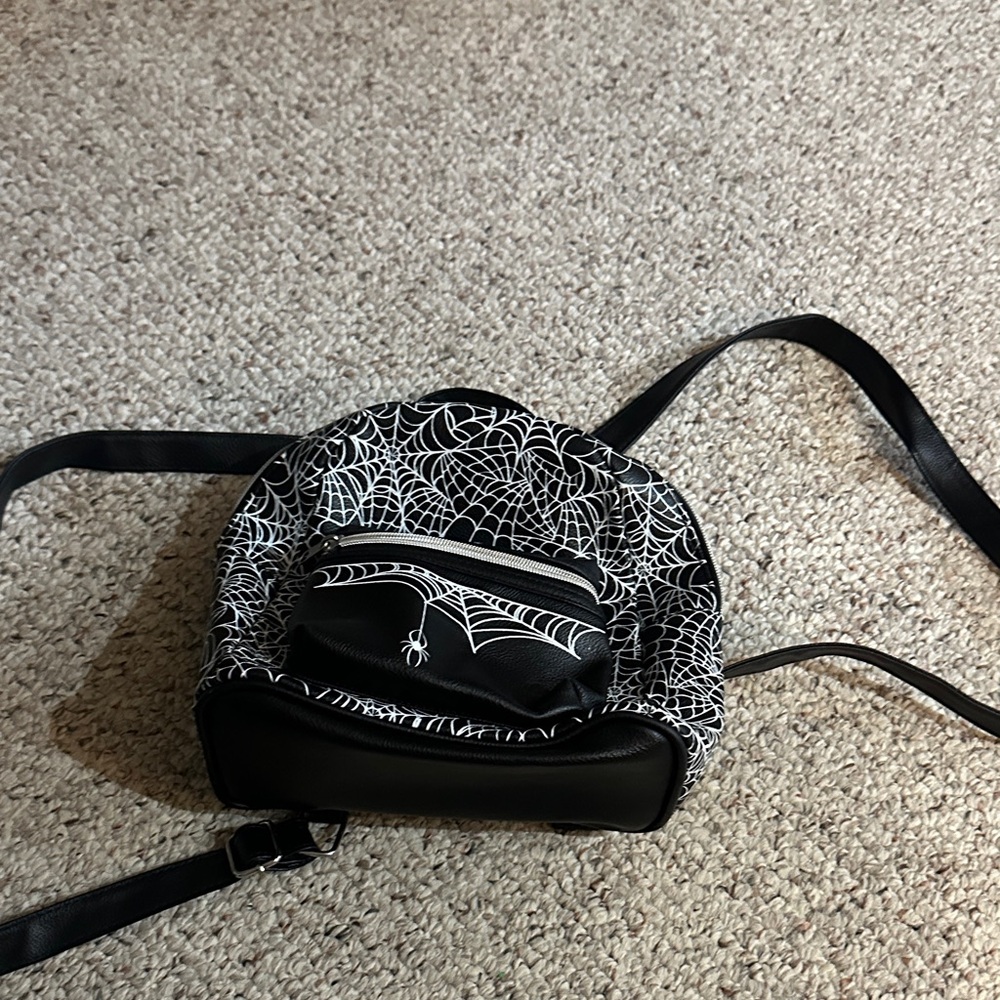 Black and White Spider Web Mini Backpack
